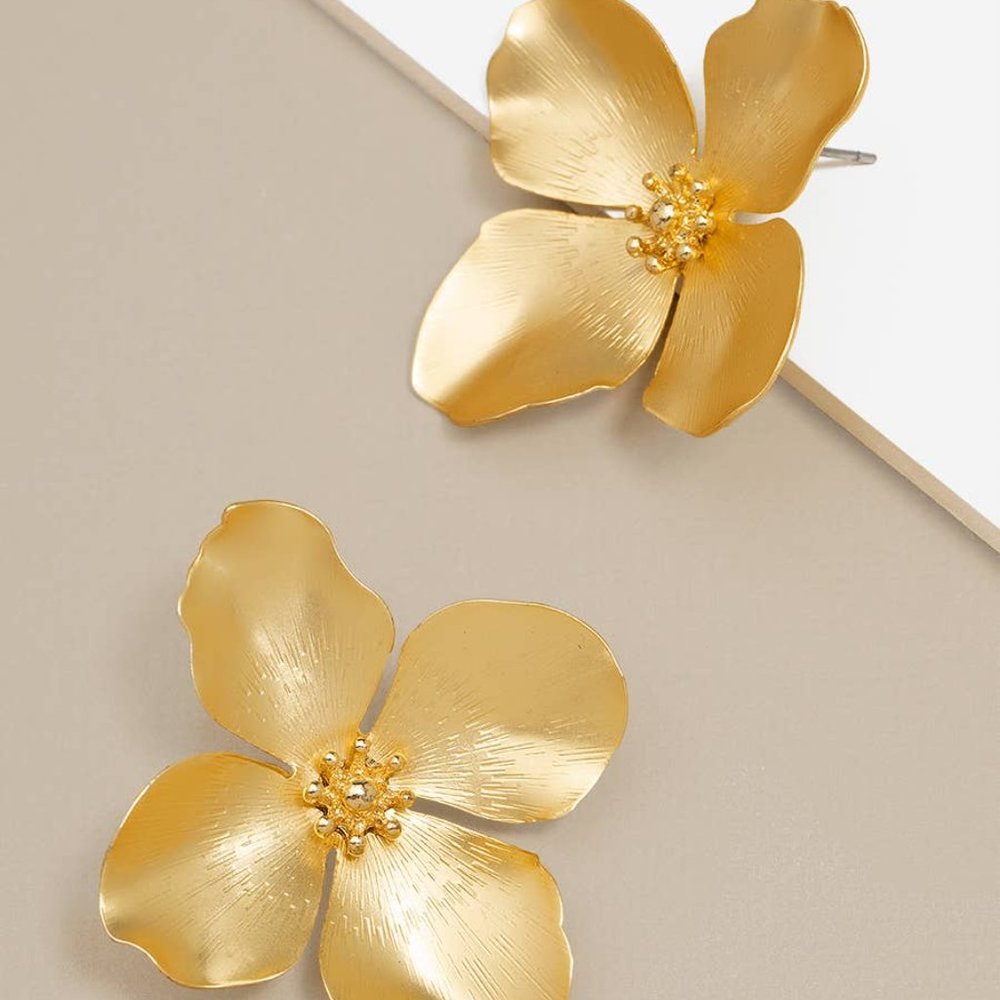 🌼 Matte 18k Gold-Plated Garden Party Statement Earring • Choose Silver or Gold!